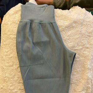 Athleta green ribbed joggers. Size Medium Petite.